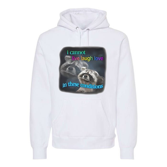 Snazzyseagull I Cannot Live Laugh Love In These Conditions Raccoon Premium Hoodie