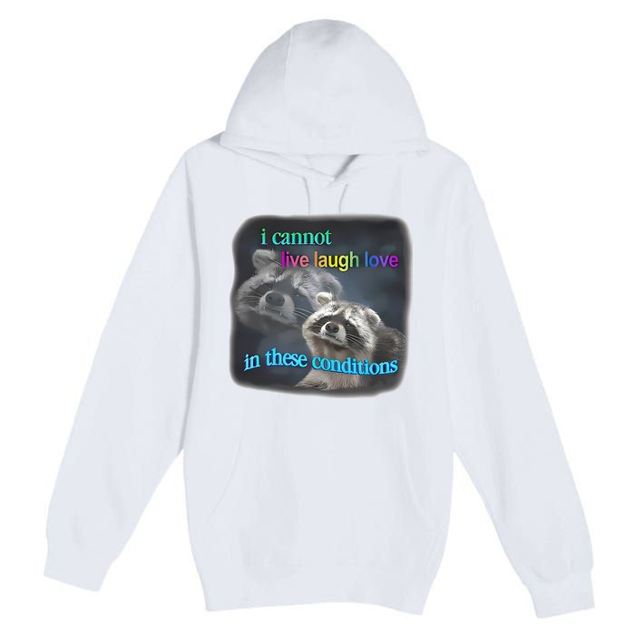 Snazzyseagull I Cannot Live Laugh Love In These Conditions Raccoon Premium Pullover Hoodie