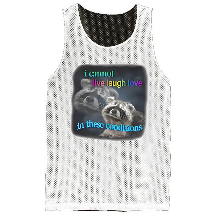 Snazzyseagull I Cannot Live Laugh Love In These Conditions Raccoon Mesh Reversible Basketball Jersey Tank