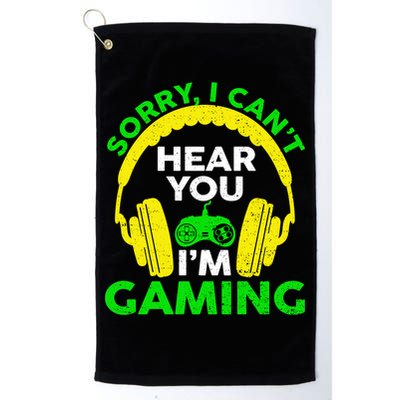 Sorry I Can't Hear You I'm Gaming Funny Gamer Gaming Vintage Funny Gift Golf Towel