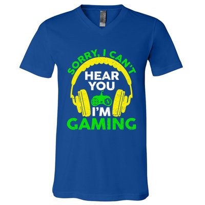 Sorry I Can't Hear You I'm Gaming Funny Gamer Gaming Vintage Funny Gift V-Neck T-Shirt