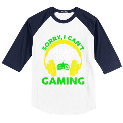 Sorry I Can't Hear You I'm Gaming Funny Gamer Gaming Vintage Funny Gift Baseball Sleeve Shirt