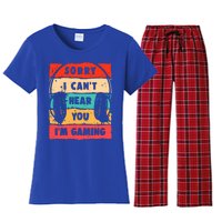 Sorry I Can't Hear You I'm Gaming Funny Gamer Funny Gift Vintage Gift Women's Flannel Pajama Set