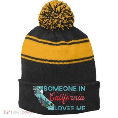 Someone In California Loves Me California Stripe Pom Pom Beanie