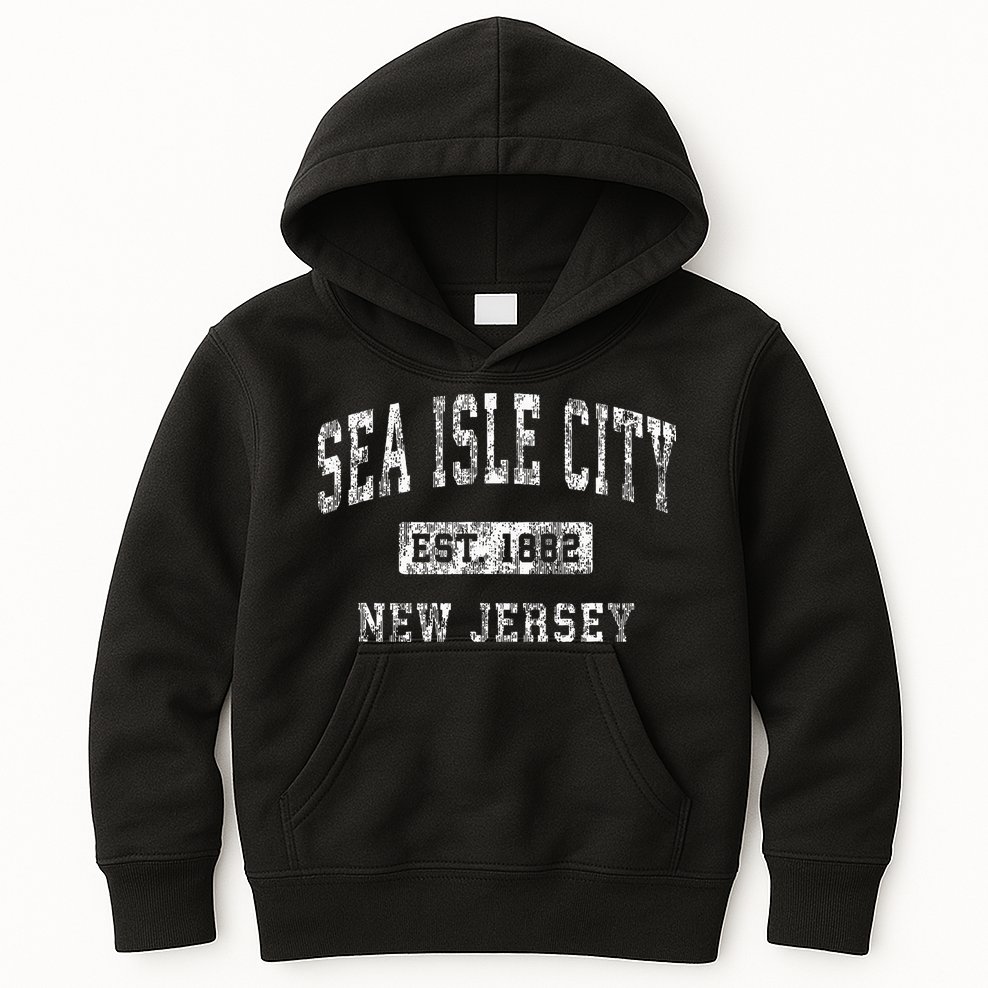 Sea Isle City New Jersey Nj Vintage Established Sports Kids Hoodie