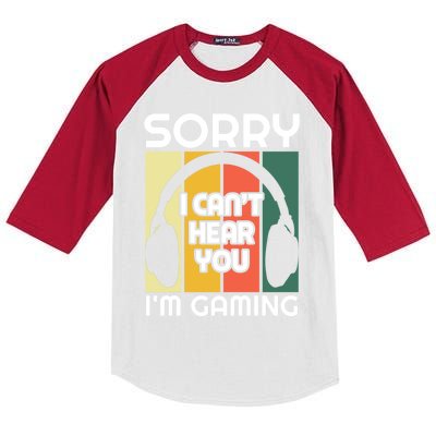 Sorry I Can't Hear You I'm Gaming Funny Gamer Vintage Retro Funny Gift Kids Colorblock Raglan Jersey