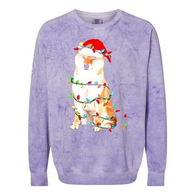 Shiba Inu Christmas Dog Lover Puppy Lights Xmas Colorblast Crewneck Sweatshirt