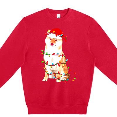 Shiba Inu Christmas Dog Lover Puppy Lights Xmas Premium Crewneck Sweatshirt