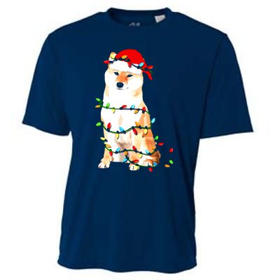 Shiba Inu Christmas Dog Lover Puppy Lights Xmas Cooling Performance Crew T-Shirt