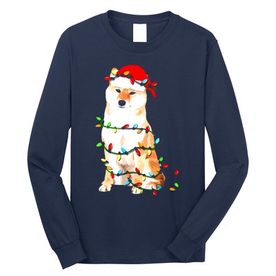 Shiba Inu Christmas Dog Lover Puppy Lights Xmas Long Sleeve Shirt