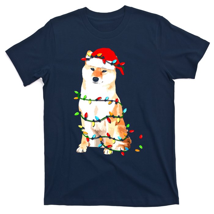 Shiba Inu Christmas Dog Lover Puppy Lights Xmas T-Shirt