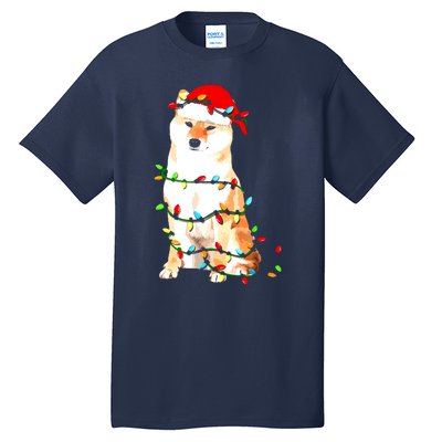 Shiba Inu Christmas Dog Lover Puppy Lights Xmas Tall T-Shirt