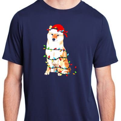 Shiba Inu Christmas Dog Lover Puppy Lights Xmas Adult ChromaSoft Performance T-Shirt