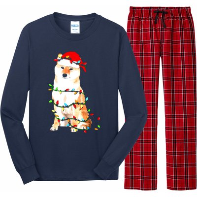 Shiba Inu Christmas Dog Lover Puppy Lights Xmas Long Sleeve Pajama Set