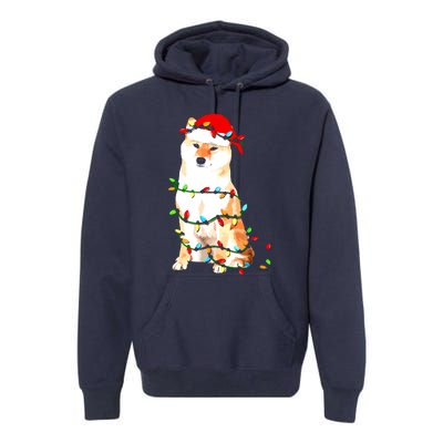 Shiba Inu Christmas Dog Lover Puppy Lights Xmas Premium Hoodie