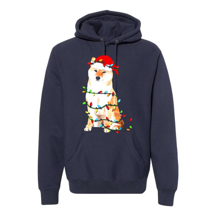 Shiba Inu Christmas Dog Lover Puppy Lights Xmas Premium Hoodie