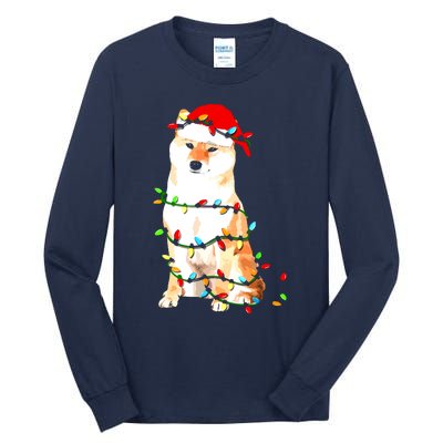 Shiba Inu Christmas Dog Lover Puppy Lights Xmas Tall Long Sleeve T-Shirt