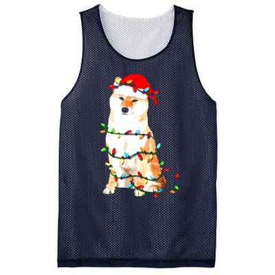 Shiba Inu Christmas Dog Lover Puppy Lights Xmas Mesh Reversible Basketball Jersey Tank