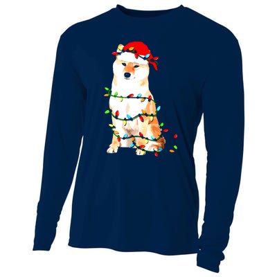 Shiba Inu Christmas Dog Lover Puppy Lights Xmas Cooling Performance Long Sleeve Crew