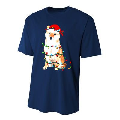 Shiba Inu Christmas Dog Lover Puppy Lights Xmas Performance Sprint T-Shirt