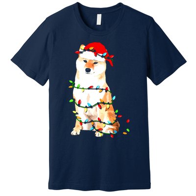 Shiba Inu Christmas Dog Lover Puppy Lights Xmas Premium T-Shirt