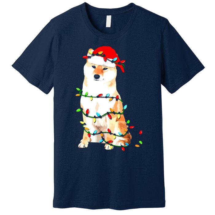 Shiba Inu Christmas Dog Lover Puppy Lights Xmas Premium T-Shirt