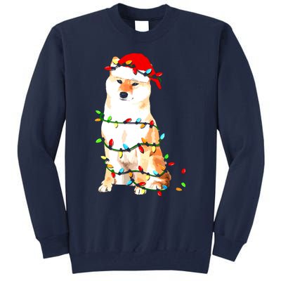 Shiba Inu Christmas Dog Lover Puppy Lights Xmas Tall Sweatshirt