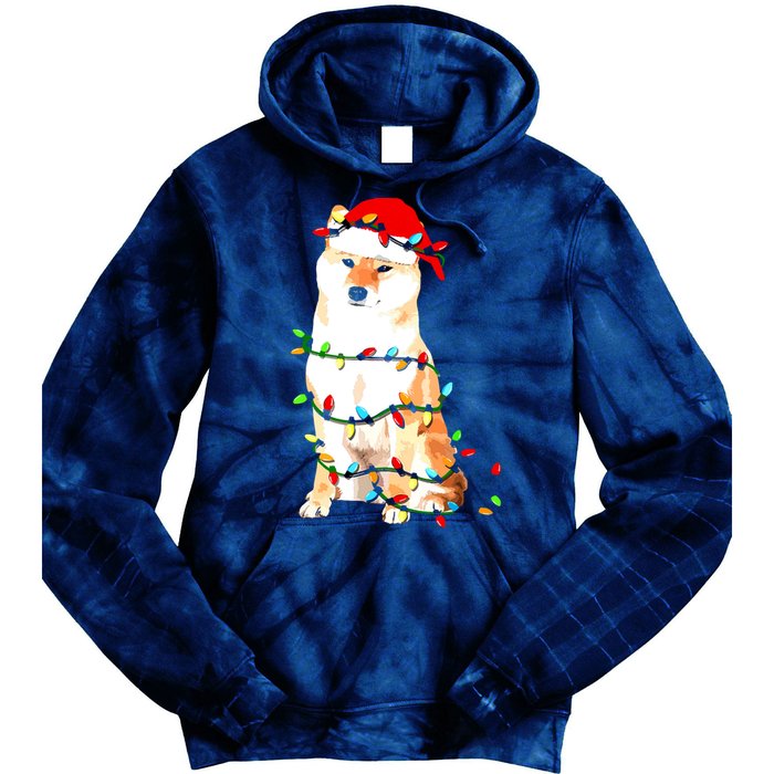 Shiba Inu Christmas Dog Lover Puppy Lights Xmas Tie Dye Hoodie