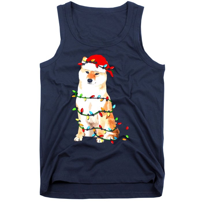 Shiba Inu Christmas Dog Lover Puppy Lights Xmas Tank Top