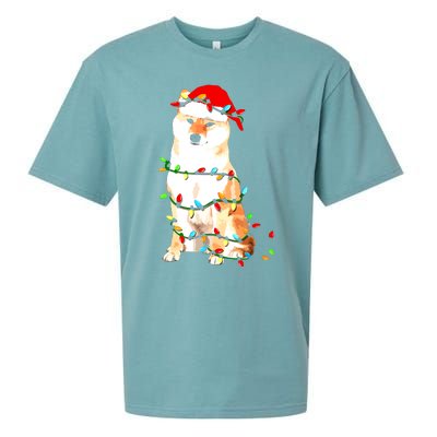 Shiba Inu Christmas Dog Lover Puppy Lights Xmas Sueded Cloud Jersey T-Shirt