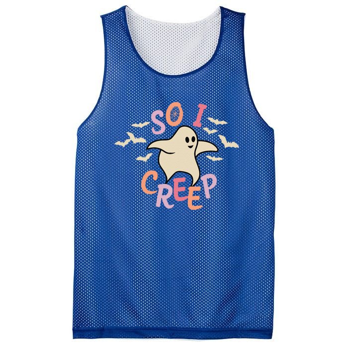 So I Creep Retro Halloween Spooky Vibes Trick Or Treat Ghost Cute Mesh Reversible Basketball Jersey Tank