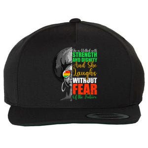 She Is Clothed Strength Dignity Laughs Without Fear Future Funny Gift Wool Snapback Cap