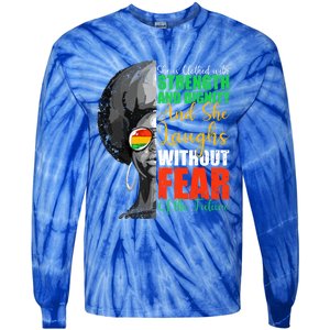 She Is Clothed Strength Dignity Laughs Without Fear Future Funny Gift Tie-Dye Long Sleeve Shirt