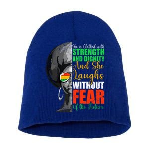 She Is Clothed Strength Dignity Laughs Without Fear Future Funny Gift Short Acrylic Beanie