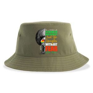 She Is Clothed Strength Dignity Laughs Without Fear Future Funny Gift Sustainable Bucket Hat