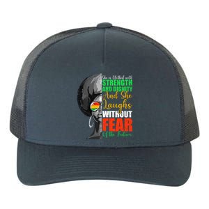 She Is Clothed Strength Dignity Laughs Without Fear Future Funny Gift Yupoong Adult 5-Panel Trucker Hat