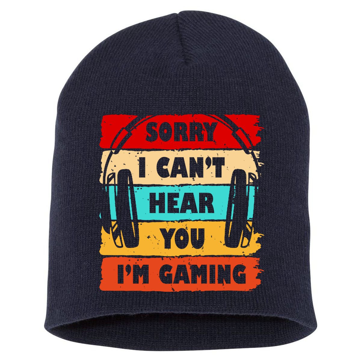 Sorry I Can't Hear You I'm Gaming Retro Short Acrylic Beanie