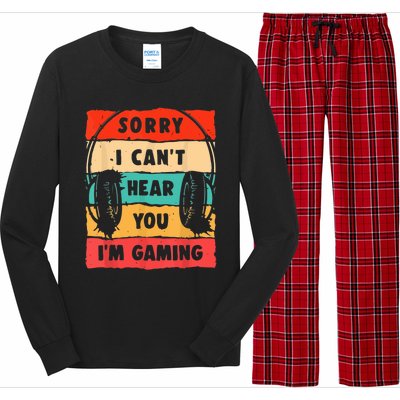 Sorry I Can't Hear You I'm Gaming Funny Gamer Vintage Meaningful Gift Long Sleeve Pajama Set