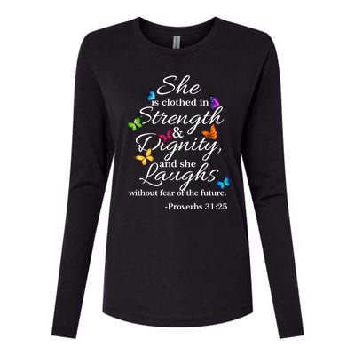 She Is Clothed Strength And Dignity Proverbs 31:25 Gift Womens Cotton Relaxed Long Sleeve T-Shirt