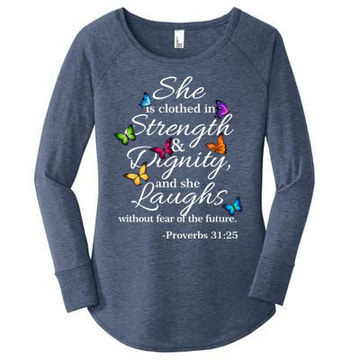 She Is Clothed Strength And Dignity Proverbs 31:25 Gift Women's Perfect Tri Tunic Long Sleeve Shirt