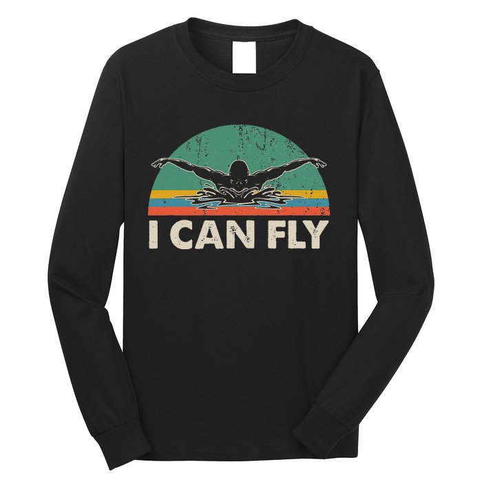 Swimming I Can Fly vintage team coach Long Sleeve Shirt