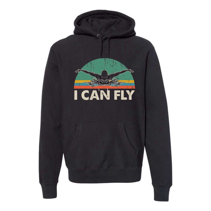 Swimming I Can Fly vintage team coach Premium Hoodie