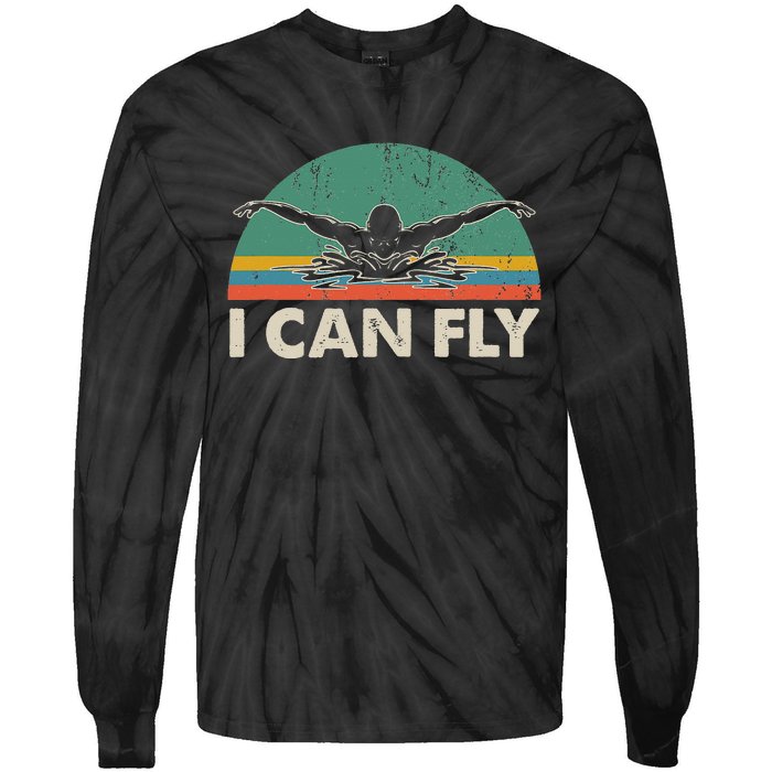 Swimming I Can Fly vintage team coach Tie-Dye Long Sleeve Shirt