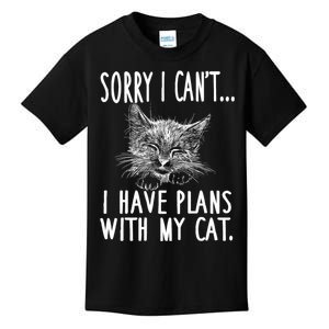 Sorry I CanT I Have Plans With My Cat Cute Cat Lover Kids T-Shirt