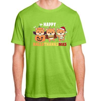 Shiba Inu Christmas Halloween Happy Hallothanksmas Gift Adult ChromaSoft Performance T-Shirt