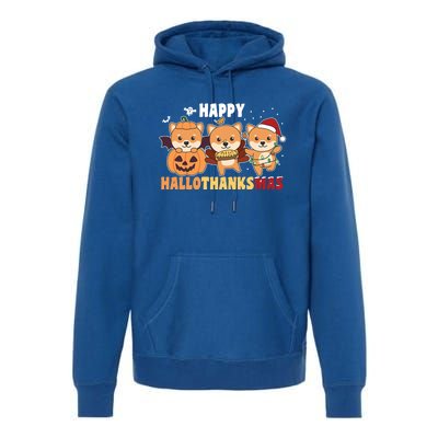 Shiba Inu Christmas Halloween Happy Hallothanksmas Gift Premium Hoodie