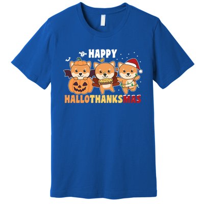 Shiba Inu Christmas Halloween Happy Hallothanksmas Gift Premium T-Shirt