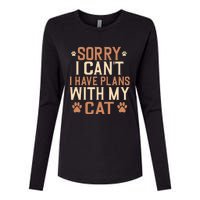 Sorry I Cant I Have Plans With My Cat Womens Cotton Relaxed Long Sleeve T-Shirt