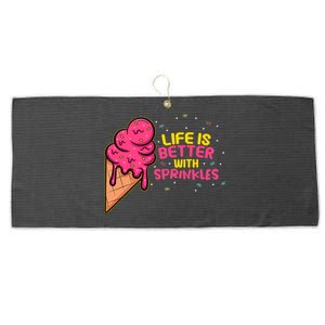 Sweet Ice Cream Fan Life Is Better With Sprinkles Great Gift Large Microfiber Waffle Golf Towel