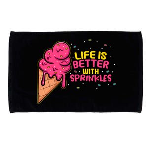 Sweet Ice Cream Fan Life Is Better With Sprinkles Great Gift Microfiber Hand Towel